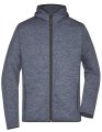 Fleece Vest James & Nicholson Hooded JN589 denim melange-zwart